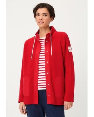 Olsen Sporty Mock Knit Cardigan - Red