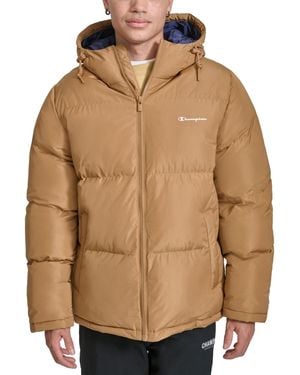 Champion Quilted Full-zip Hooded Puffer Jacket - Brown