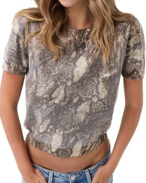 Guess Sequin Printed Short-sleeve Sweater - Gray