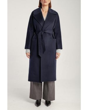 1982 Pure Cashmere Wrap Belted Midi Coat - Blue