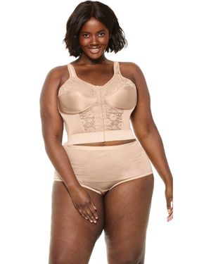 Comfort Choice Easy Enhancer Wireless Longline Posture Bra - Brown
