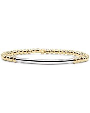 Bowood Lane Non-tarnishing 4mm Gold Filled Ball And Sterling Silver Tube Stretch Bracelet - White