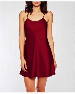 iCollection Marina Lux Sleeveless Satin Chemise - Red