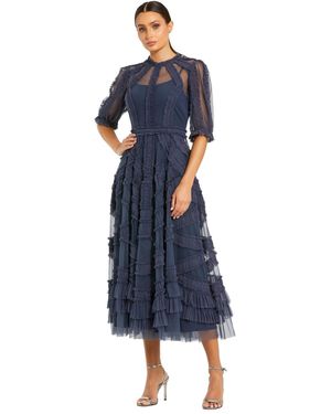 sephora gel lip liner dressed to the 90s Mac Duggal - Black Ruffle High Neck Cap Sleeve Midi Dress