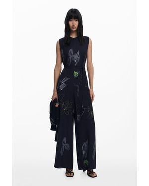 Desigual Floral Palazzo Jumpsuit - Blue
