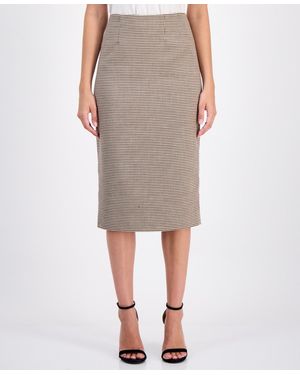 Anne Klein Houndstooth Pencil Skirt - Gray