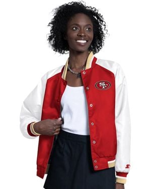 Starter Scarlet/white San Francisco 49ers Raglan Blitz Full-snap Varsity Jacket - Red