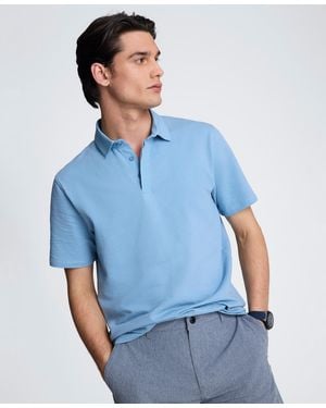 Kenneth Cole Cotton-blend Seersucker Knit Polo Shirt - Blue