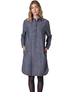Celtic & Co. Chambray Long Sleeve Knee Length Dress - Blue