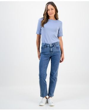 Style & Co. Petite Embroidered High Rise Straight-leg Jeans - Blue