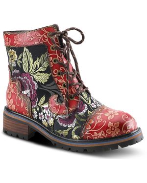 L'ARTISTE Fantastic Leather Booties - Red