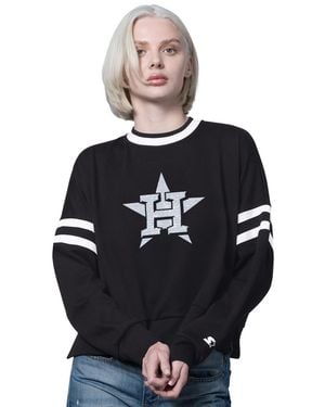 Starter Houston Astros Rally Cropped Drop Shoulder Crewneck Sweatshirt - Black