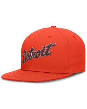 Nike Detroit Tigers Wordmark Dri-fit Round Bill True Fitted Hat - Red