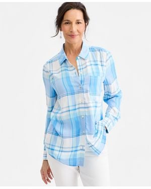 Style & Co. Plaid Perfect Shirt - Blue