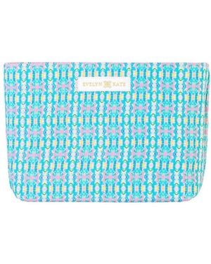 Evelyn & Kate Patterned Quilted Pouch - Blue