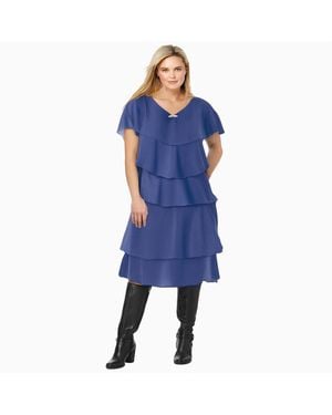 Woman Within Plus Size Three-tier Dress - Blue