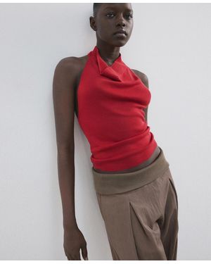 Mango Halter-neck Lyocell Top - Red
