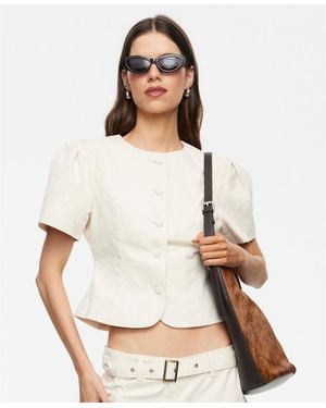 Lioness Cropped Short-sleeve Blouse - White