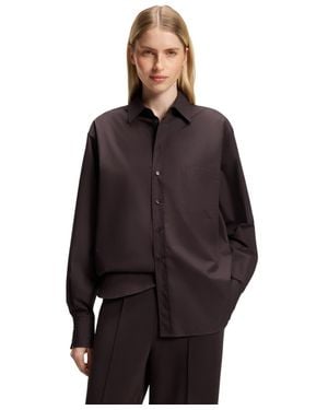 BOSS Boss By Oversized-fit Point Collar Blouse - Brown