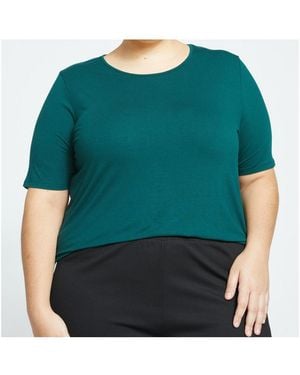 UNIVERSAL STANDARD Lily Liquid Jersey Crew Neck Stovepipe Tee - Green