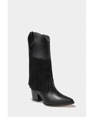 Dante Leather Fringe Boots Feelings By - Black