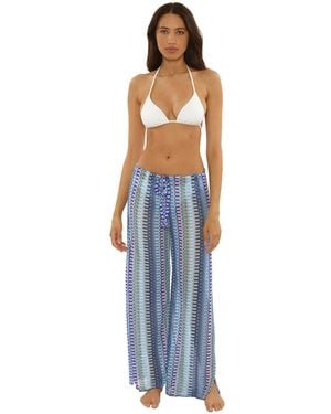 Becca Sundown Striped Crochet Cover-up Pants - Blue