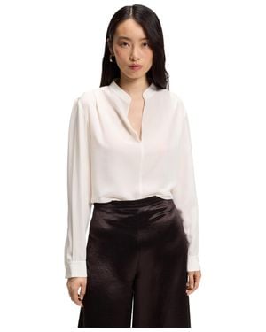 BOSS Boss By Relaxed-fit Sandwashed Silk Blouse - White