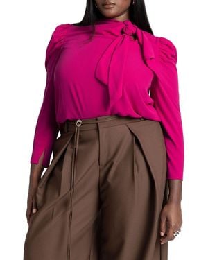 Eloquii Plus Size Drape Front Blouse - Red