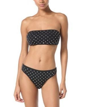 Michael Kors Michael Studded Bandeau Top Studded High Leg Bikini Bottom - Black