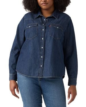 Levi's Plus Size Ultimate Western Cotton Denim Shirt - Blue