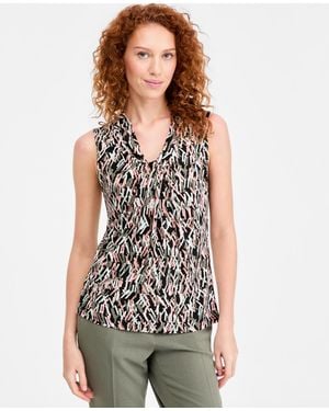Kasper Knot-front Sleeveless Top - White