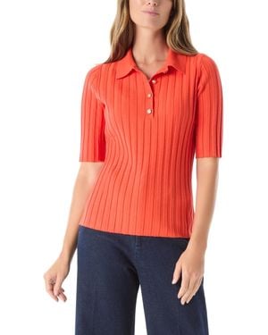 Dee Ocleppo Ribbed Knit Collar Top - Red