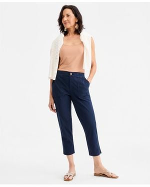 Style & Co. Side Zip Cropped Tapered Pants - Blue