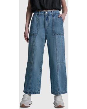 DKNY High-rise Ankle Wide-leg Cotton Jeans - Blue