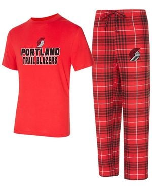 Concepts Sport 2-piece Red/black Portland Trail Blazers Vector Top And Flannel Pants Sleep Set