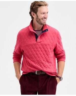 Club Room Quilted Snap Mock Neck Sweater - Red
