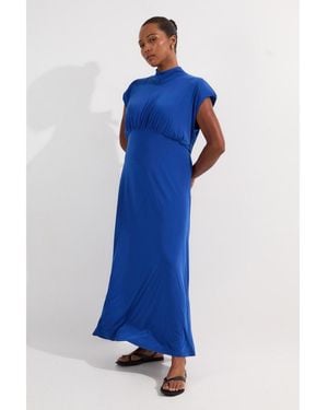 Karen Millen Jersey Short Sleeve Maxi Dress - Blue