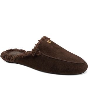 Donna Karan Anastasia Cozy Flat Slip-on Mules - Brown