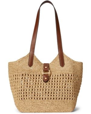 Ralph Lauren Tasha Large Woven Straw Tote Bag - Metallic