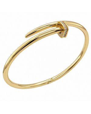 And Now This Cubic Zirconia Nail Head Coil Bangle Bracelet - Metallic