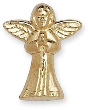 Curata Jewelry Solid 14k Gold Praying Angel Lapel Pin - Metallic