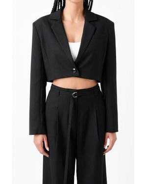Grey Lab Oversized Cropped Blazer - Black