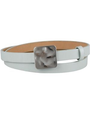 Calvin Klein Skinny Hammered Plaque Buckle Belt - Gray