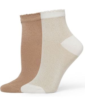 Hue 2-pack Metallic Opaque Anklet Socks - White