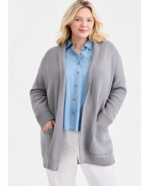 Style & Co. Plus Size Open-front Stitch Cardigan Sweater - Blue