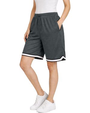 Jump Start Loose Fit Premium Active Moisture Wicking Workout Mesh Shorts With Trim - Gray