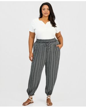 Kingston Grey Trendy Plus Size Printed Pull-on jogger Pants - Gray