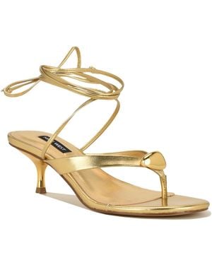 Nine West Batty Ornamented Kitten Heel Sandals - Metallic