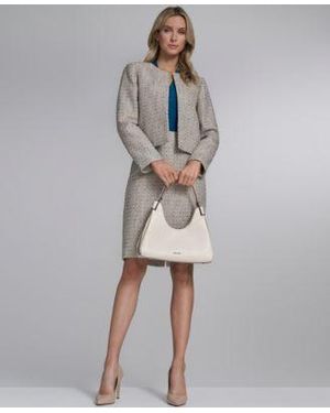 Calvin Klein Novelty 3 Button Jacket Tweed Pencil Skirt - Gray