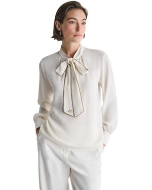 BCBGMAXAZRIA Tie Neck Long-sleeve Blouse - White